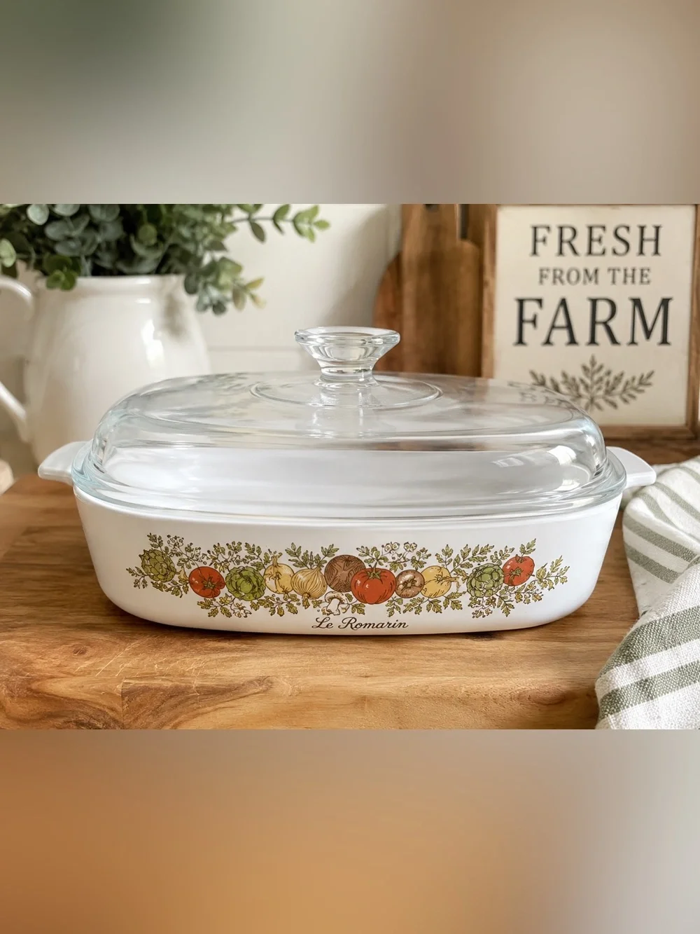 Vintage CorningWare Spice Of Life Le Romarin Casserole Dish Lid